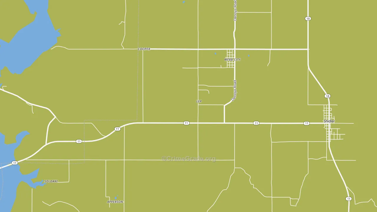 Lep, OK Map of Vehicle Theft Rates