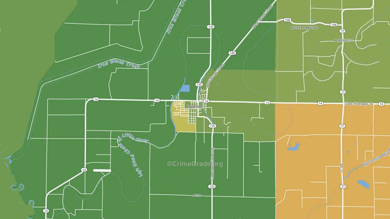 Lepanto, AR Map of Vehicle Theft Rates