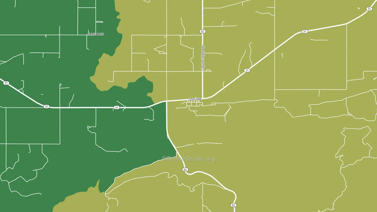 Lequire, OK Map of Vehicle Theft Rates