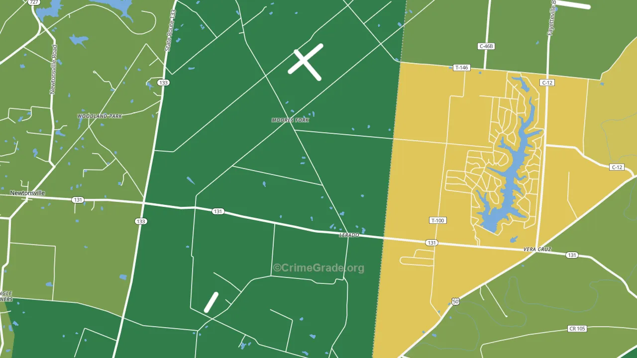 Lerado, OH Map of Vehicle Theft Rates