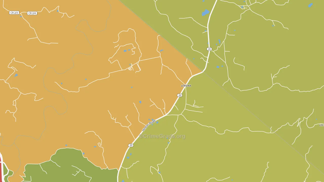 Lerona, WV Map of Vehicle Theft Rates
