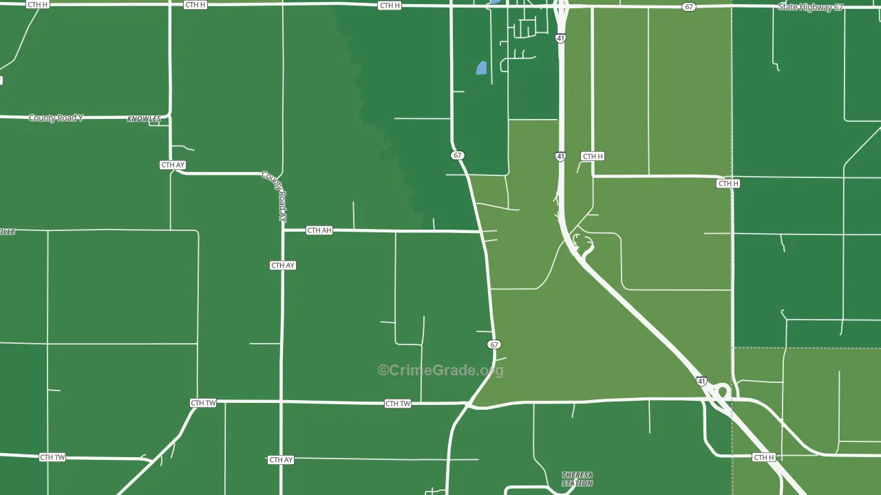 LeRoy, WI Map of Vehicle Theft Rates