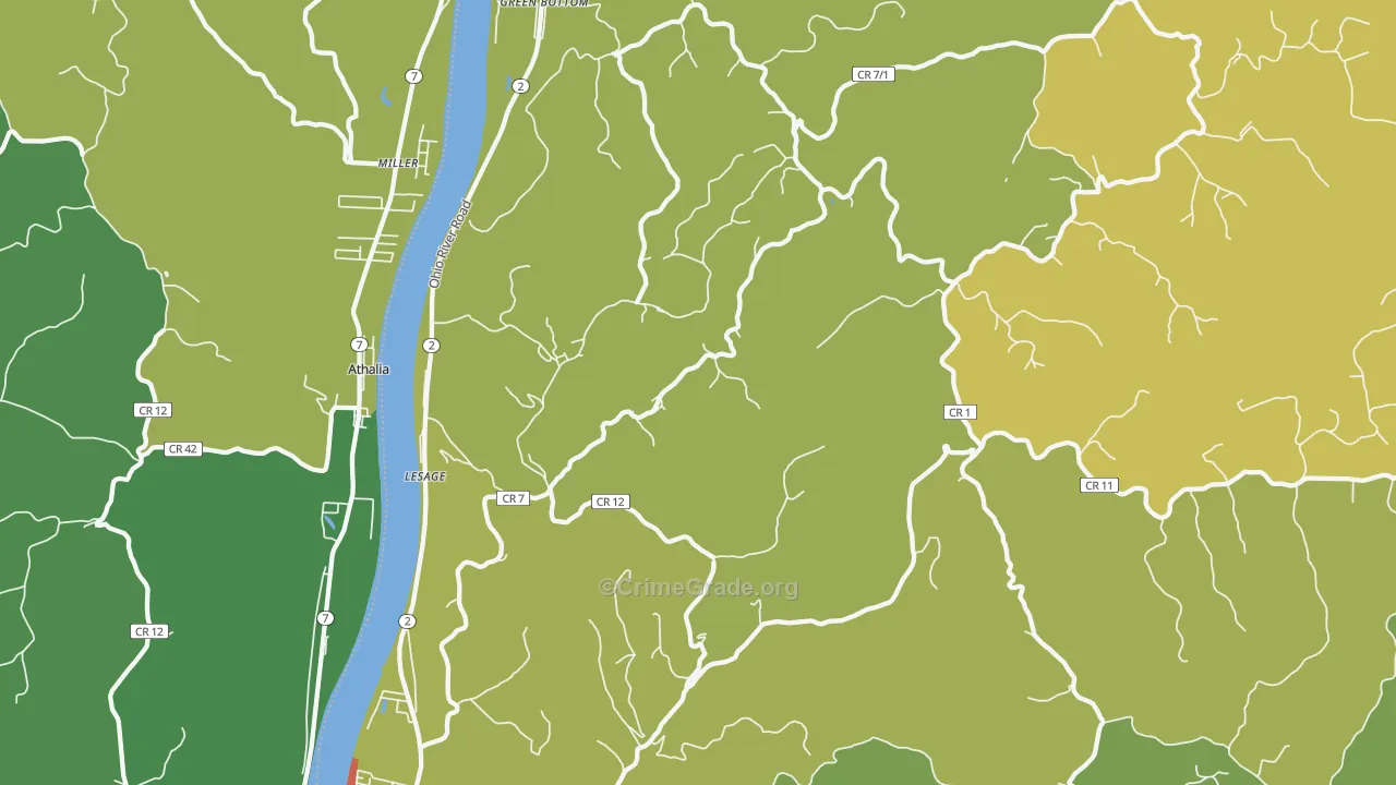 Lesage, WV Map of Vehicle Theft Rates