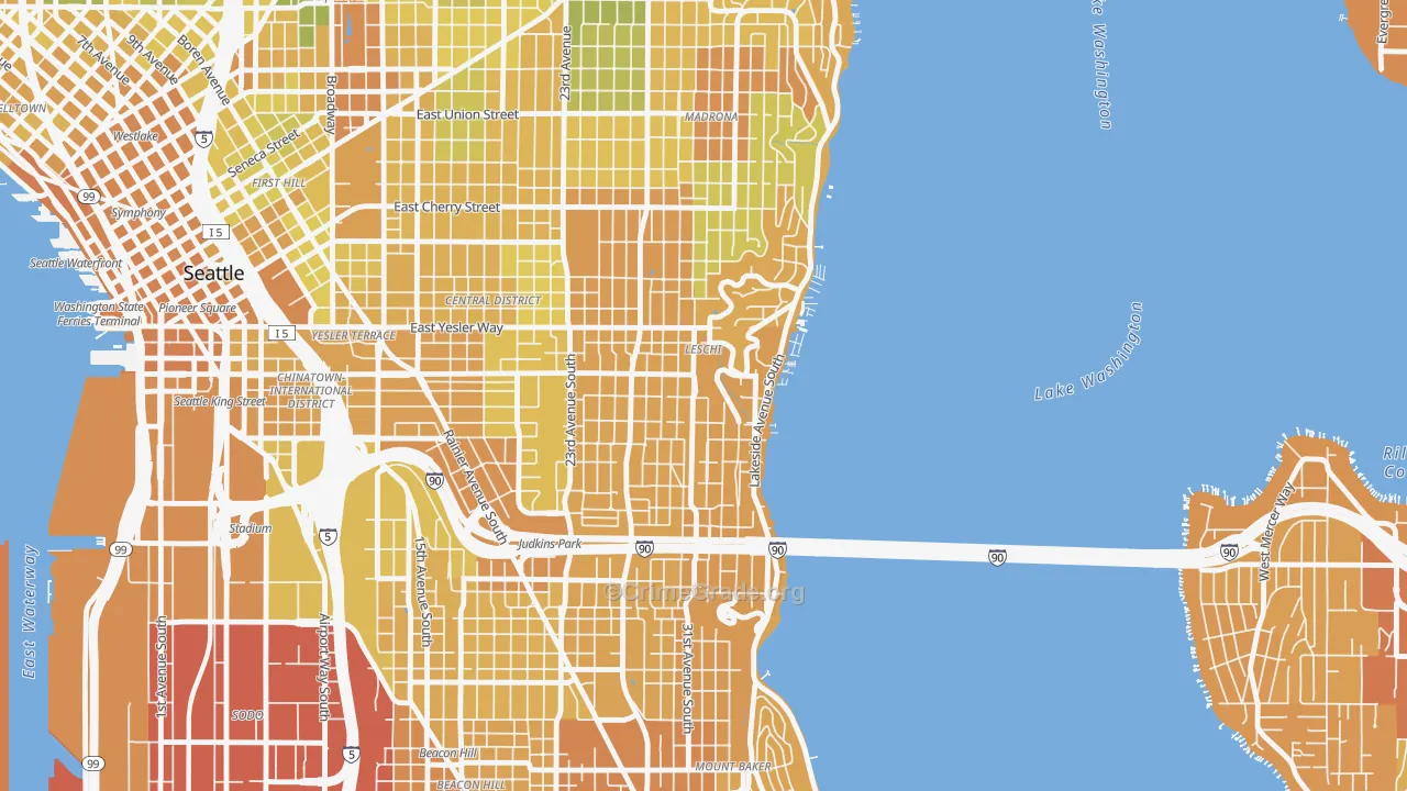 Leschi, Seattle, WA Map of Vehicle Theft Rates