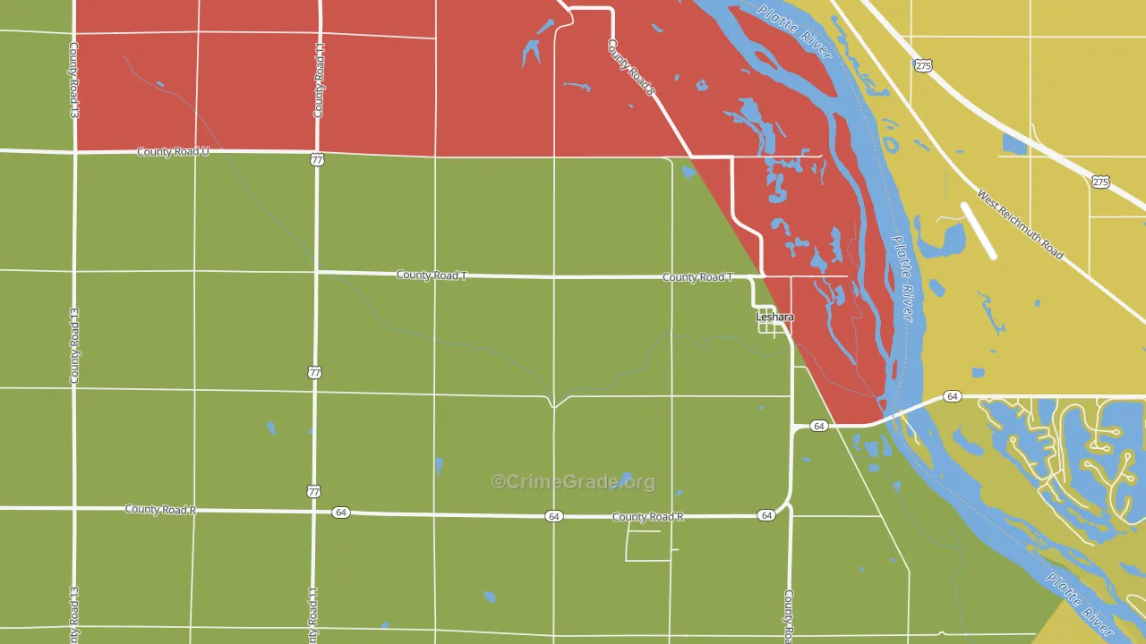Leshara, NE Map of Vehicle Theft Rates