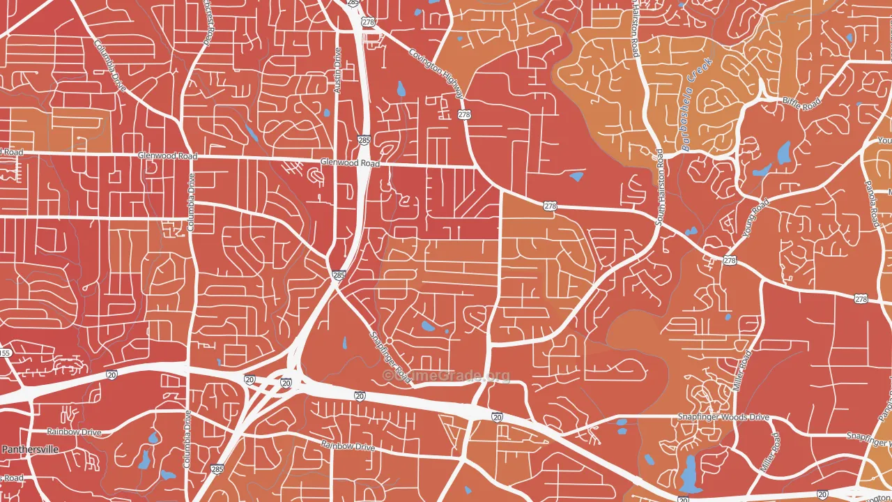 Leslie, Decatur, GA Map of Vehicle Theft Rates