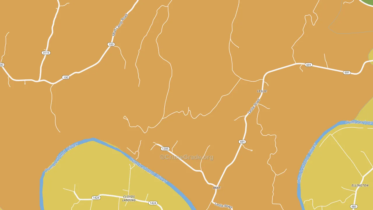 Leslie, KY Map of Vehicle Theft Rates
