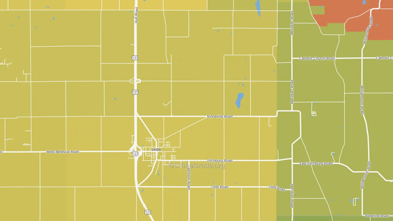Leslie, MI Map of Vehicle Theft Rates