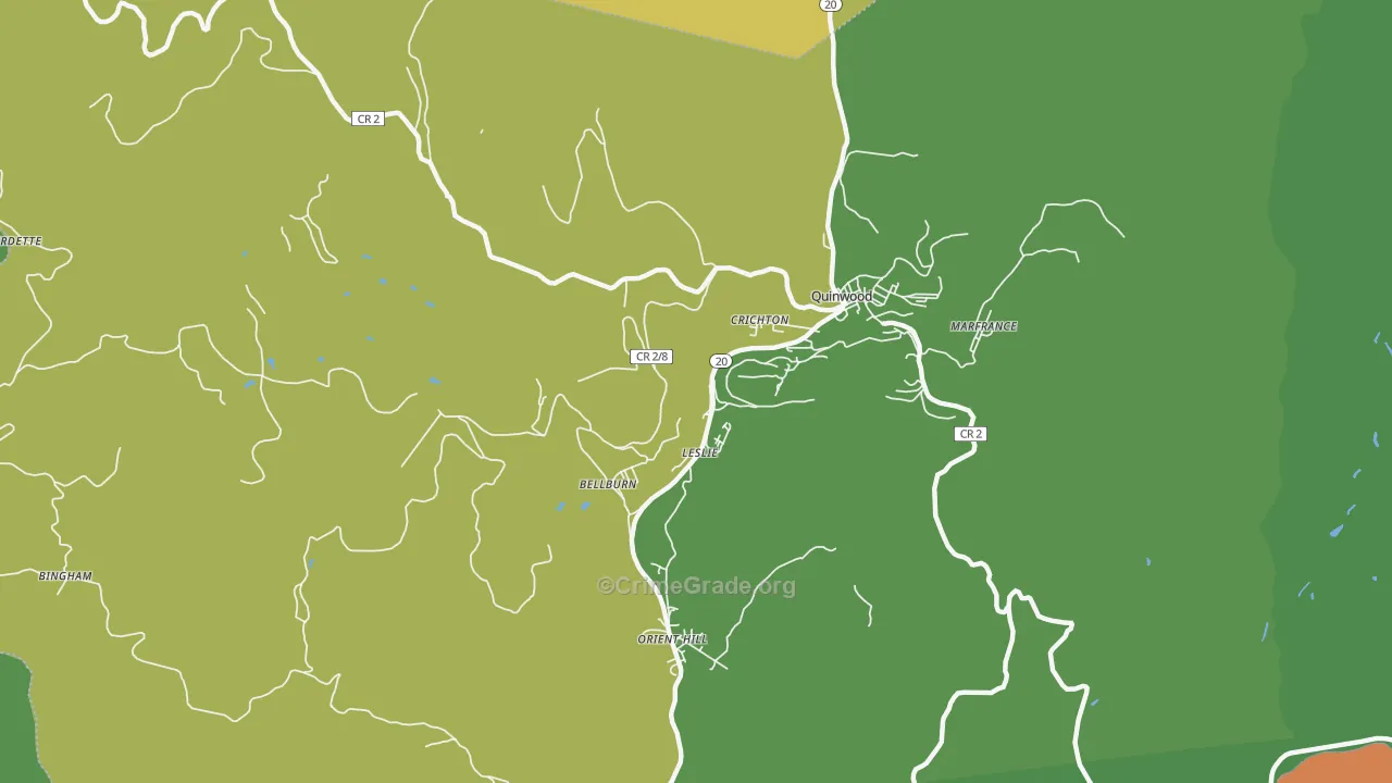 Leslie, WV Map of Vehicle Theft Rates