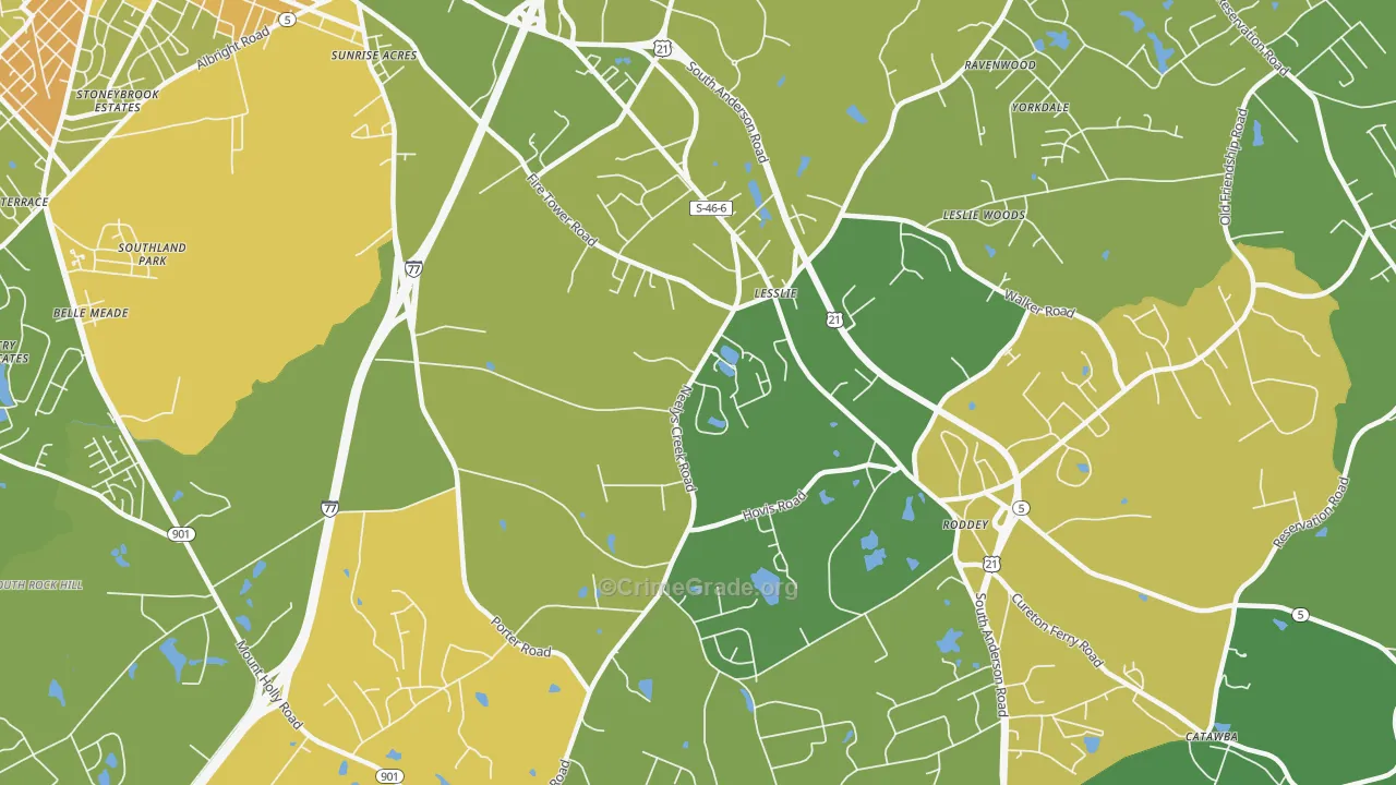 Lesslie, SC Map of Vehicle Theft Rates