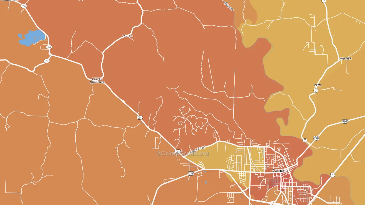 Lester, AR Map of Vehicle Theft Rates