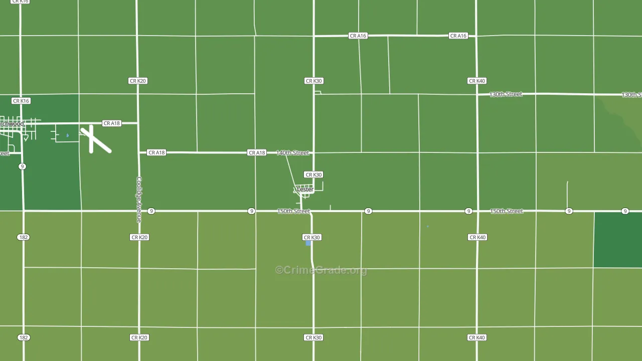 Lester, IA Map of Vehicle Theft Rates