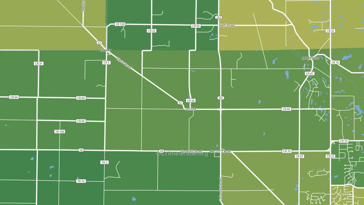 Lester, OH Map of Vehicle Theft Rates