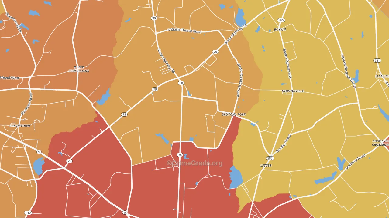 Lester, SC Map of Vehicle Theft Rates