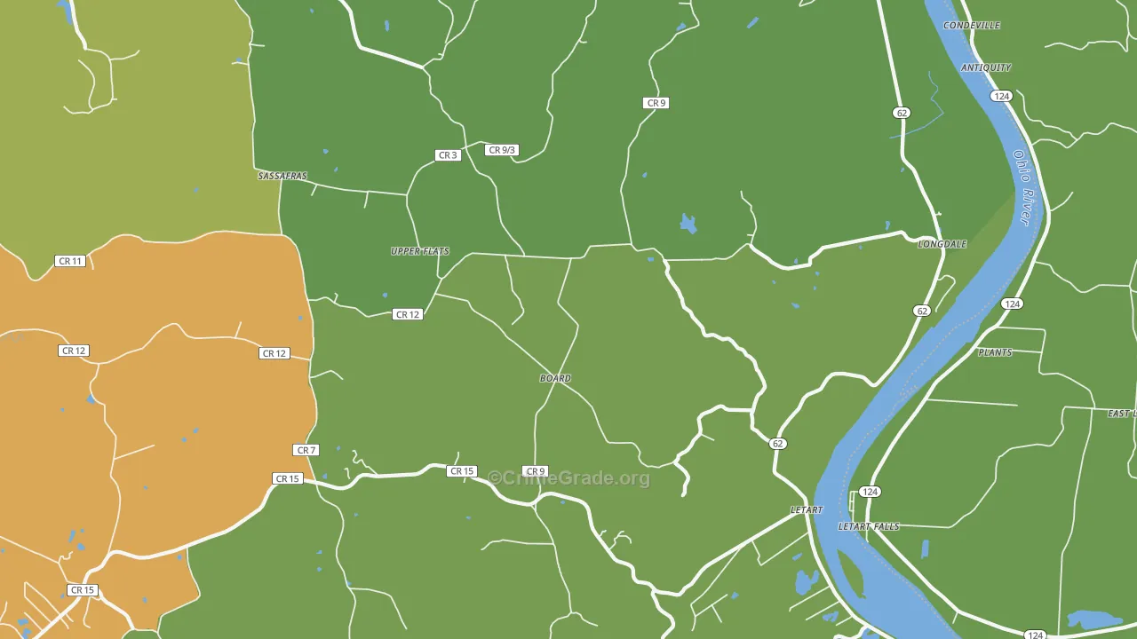 Letart, WV Map of Vehicle Theft Rates