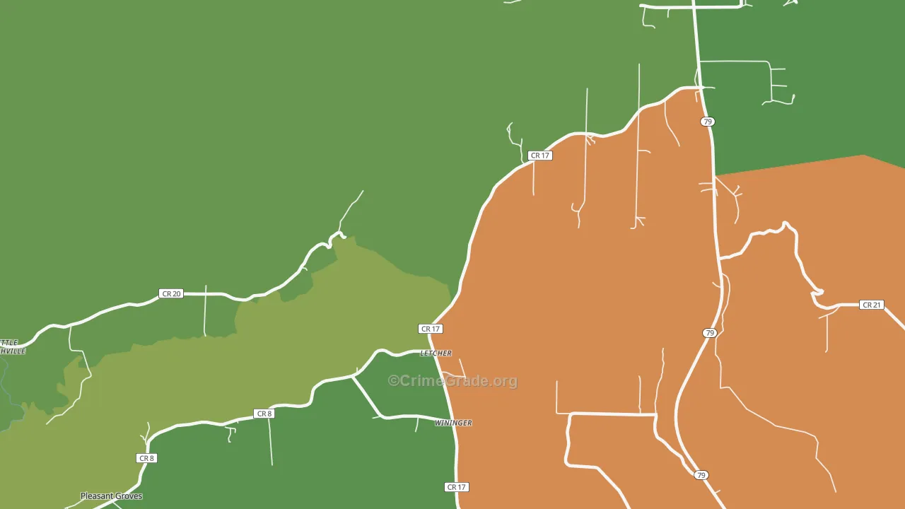 Letcher, AL Map of Vehicle Theft Rates