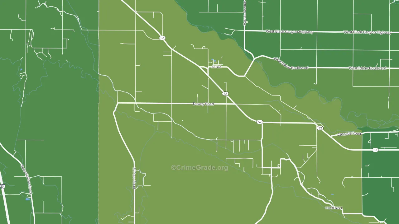 Letha, ID Map of Vehicle Theft Rates