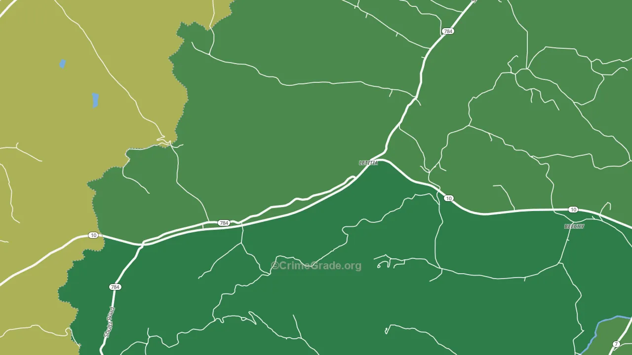 Letitia, KY Map of Vehicle Theft Rates