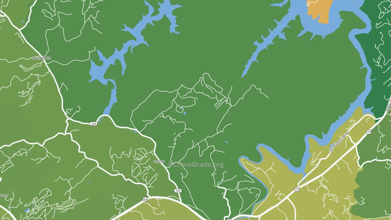 Letitia, NC Map of Vehicle Theft Rates