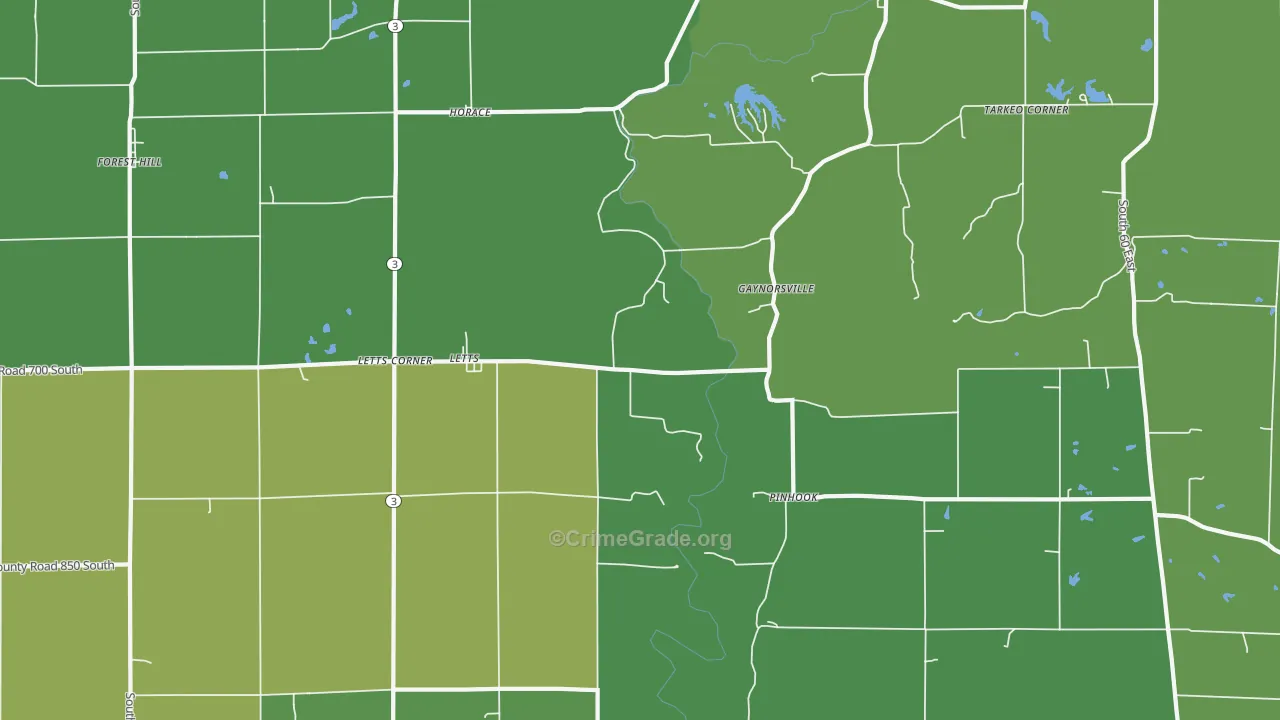 Letts, IN Map of Vehicle Theft Rates