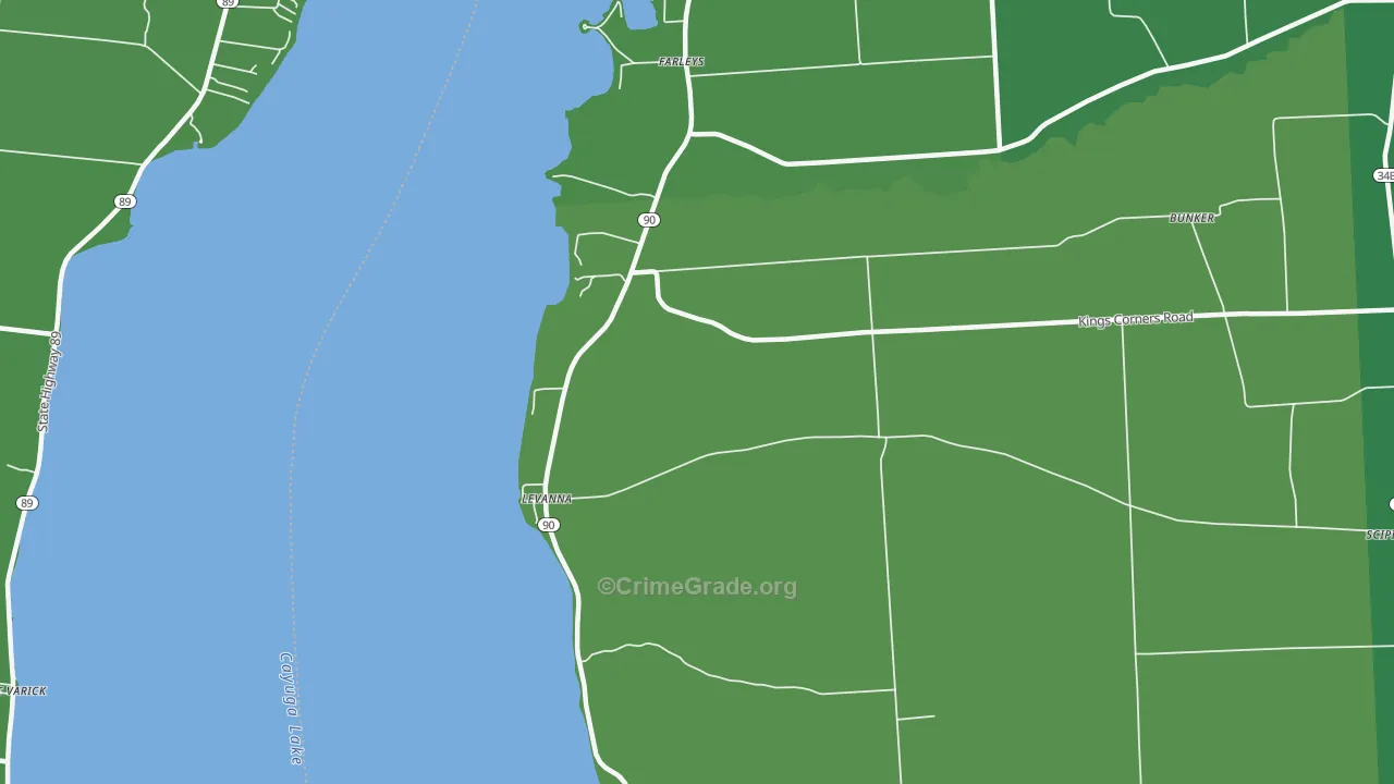 Levanna, NY Map of Vehicle Theft Rates