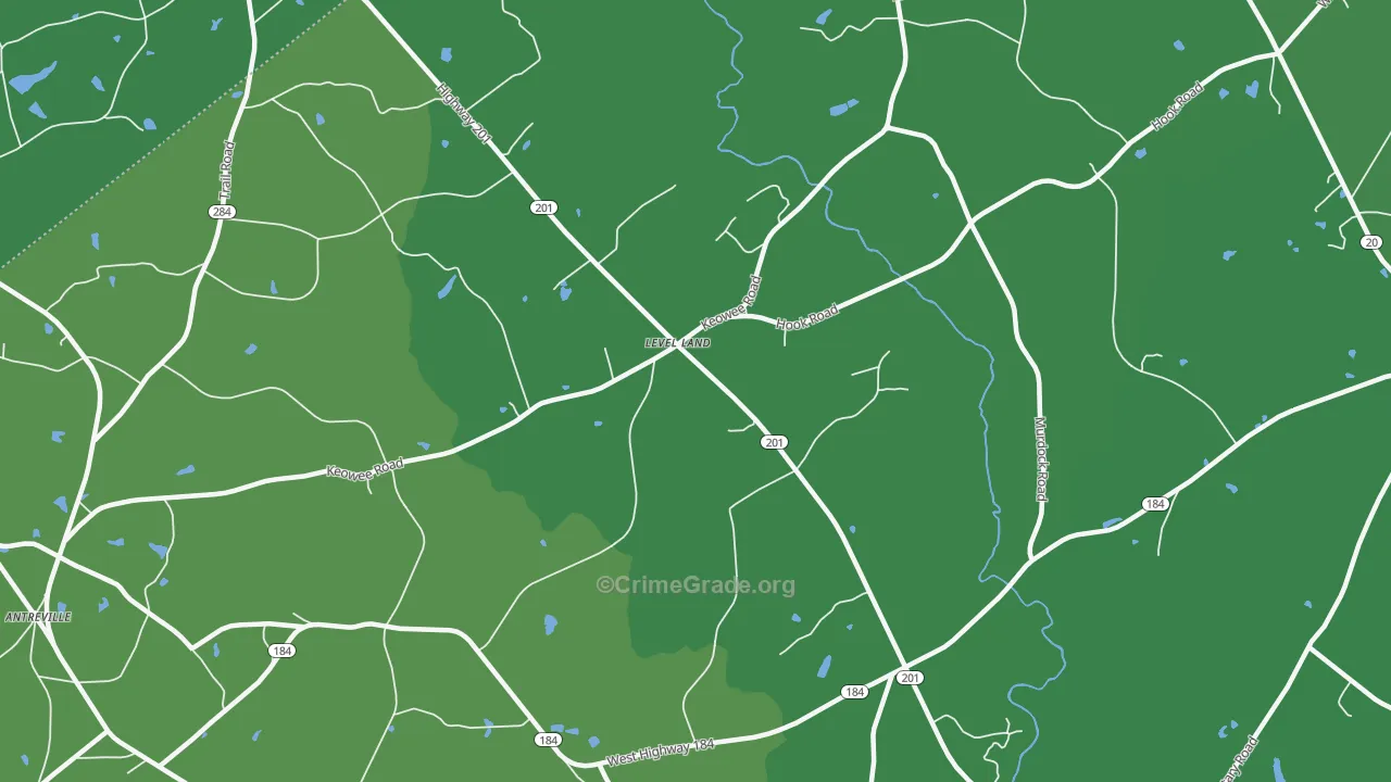 Level Land, SC Map of Vehicle Theft Rates