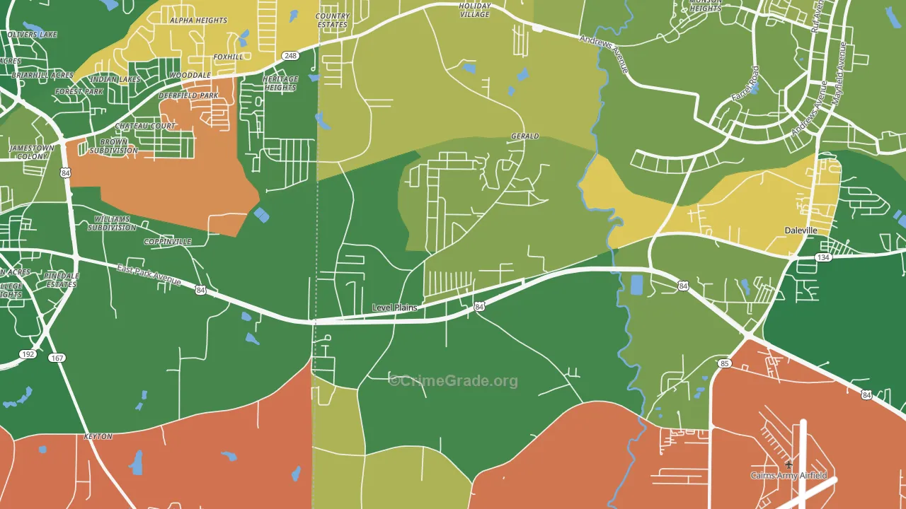 Level Plains, AL Map of Vehicle Theft Rates