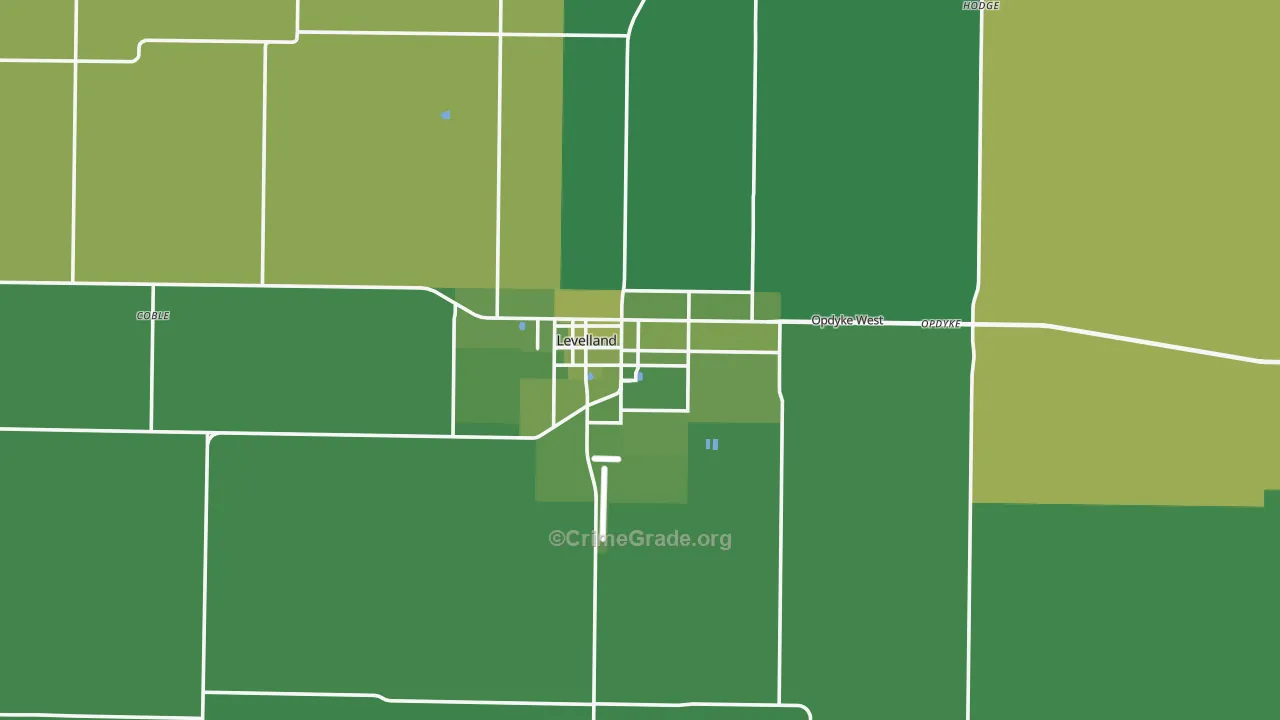 Levelland, TX Map of Vehicle Theft Rates