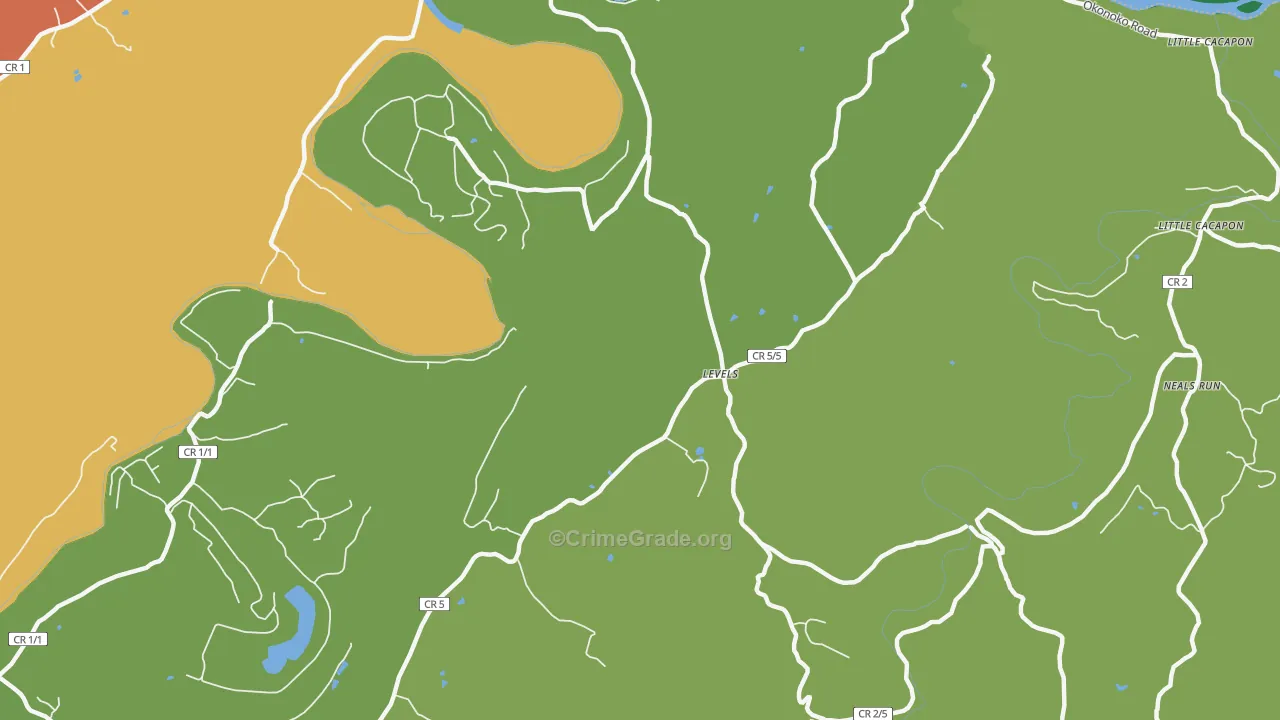 Levels, WV Map of Vehicle Theft Rates