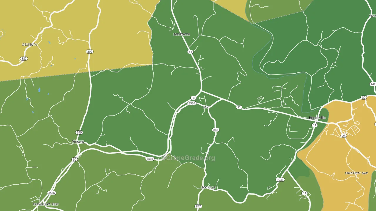 Levi, KY Map of Vehicle Theft Rates
