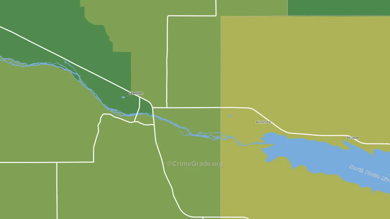 Lewellen, NE Map of Vehicle Theft Rates