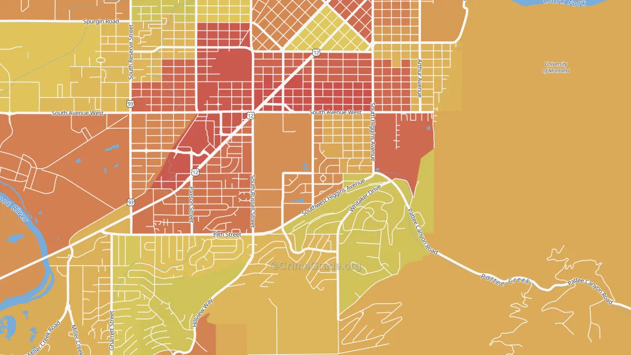 Lewis and Clark, Missoula, MT Map of Vehicle Theft Rates