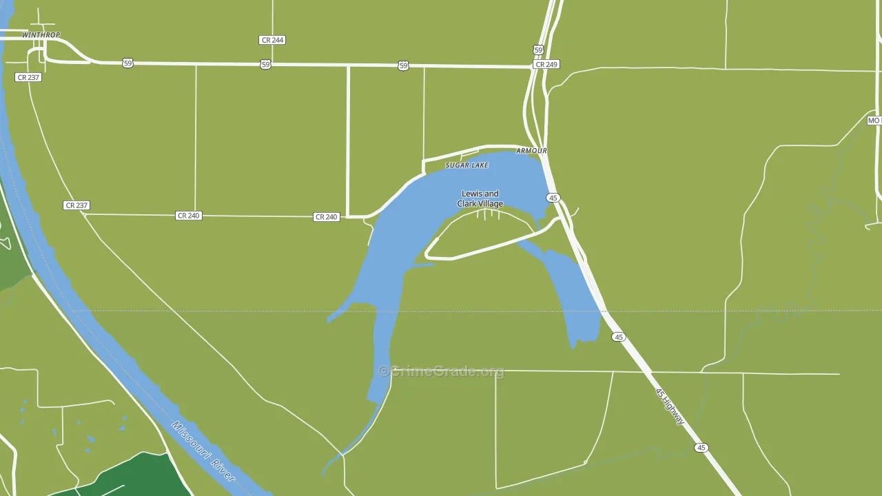 Lewis and Clark Village, MO Map of Vehicle Theft Rates