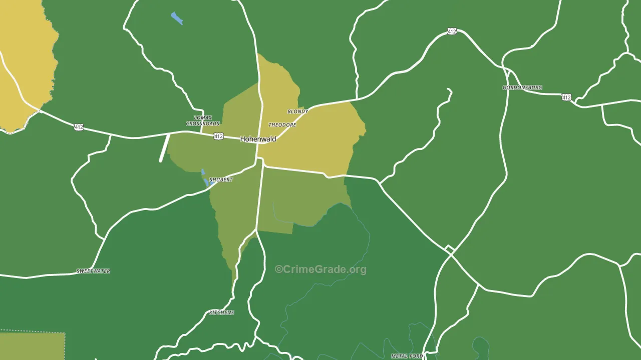 Lewis County, TN Map of Vehicle Theft Rates