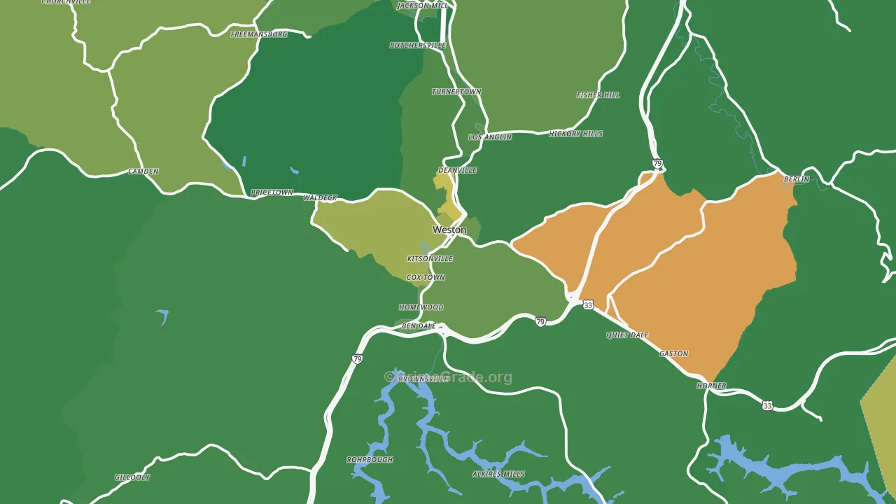 Lewis County, WV Map of Vehicle Theft Rates