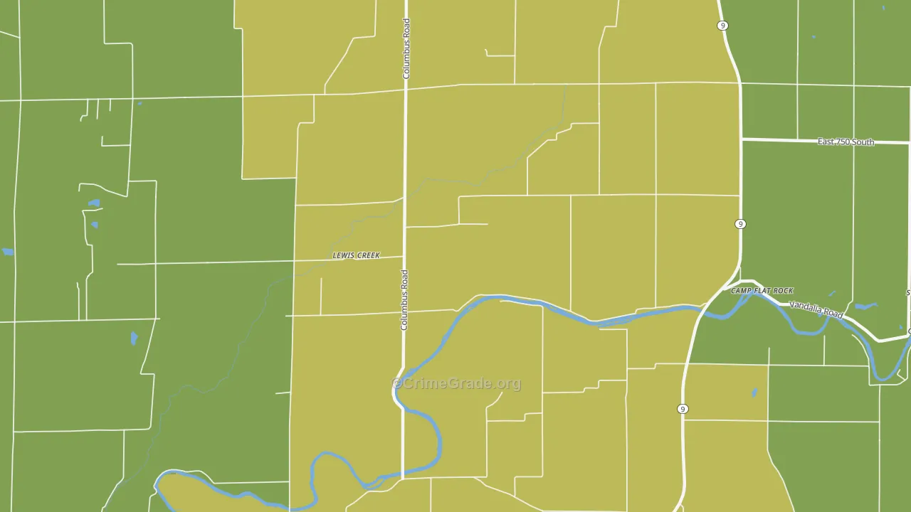 Lewis Creek, IN Map of Vehicle Theft Rates