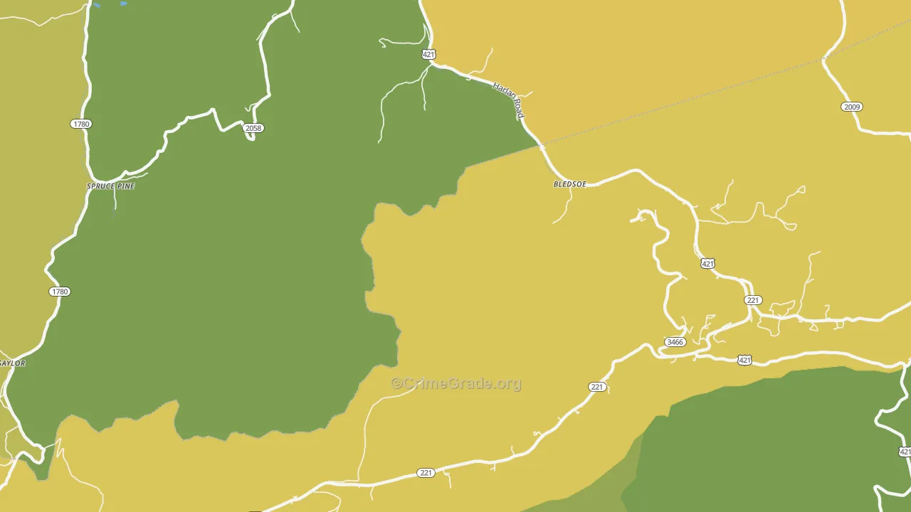 Lewis Creek, KY Map of Vehicle Theft Rates