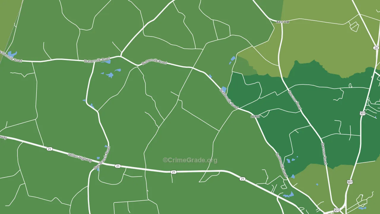 Lewis, GA Map of Vehicle Theft Rates