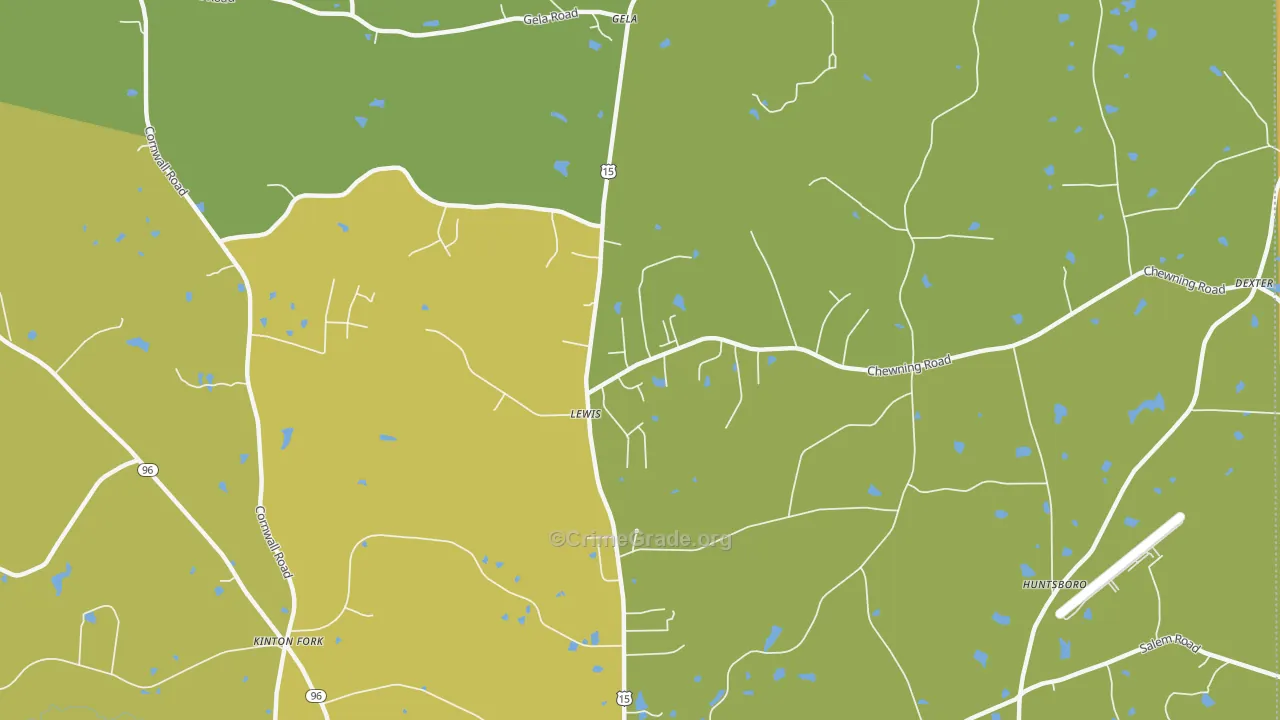 Lewis, NC Map of Vehicle Theft Rates