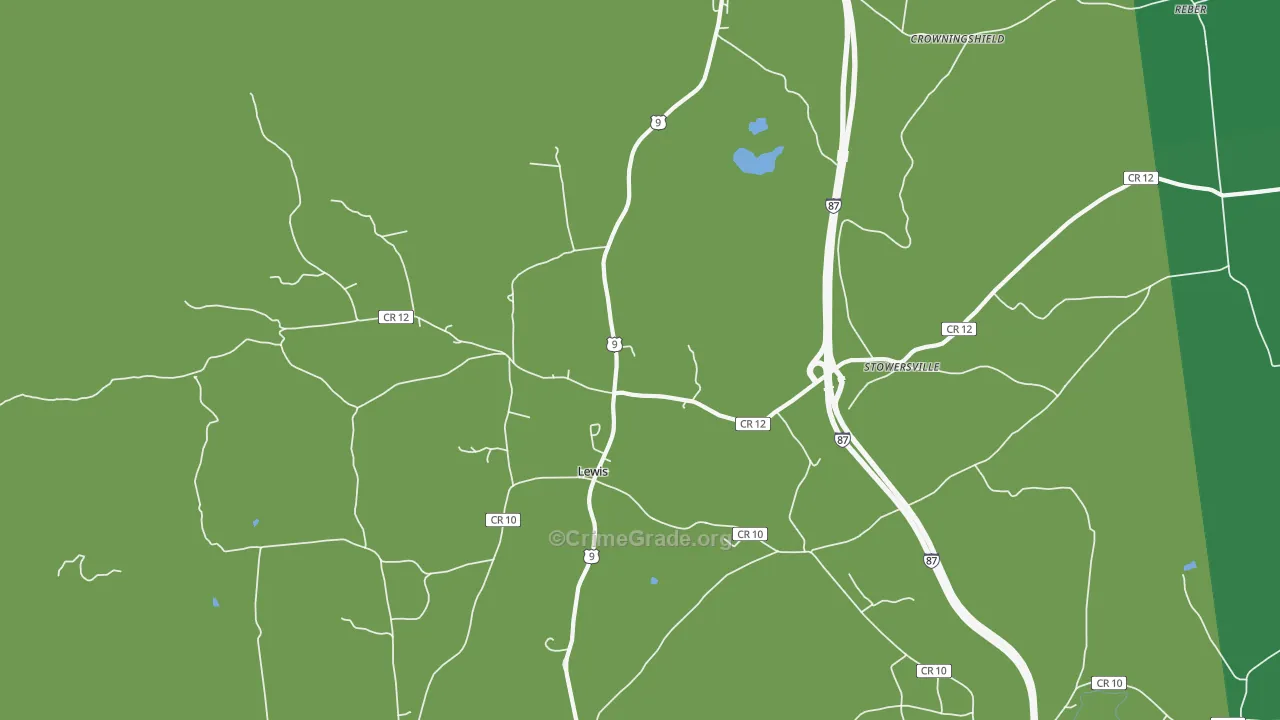 Lewis, NY Map of Vehicle Theft Rates