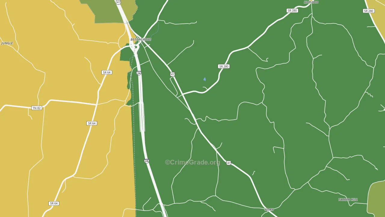 Lewis Store, TN Map of Vehicle Theft Rates