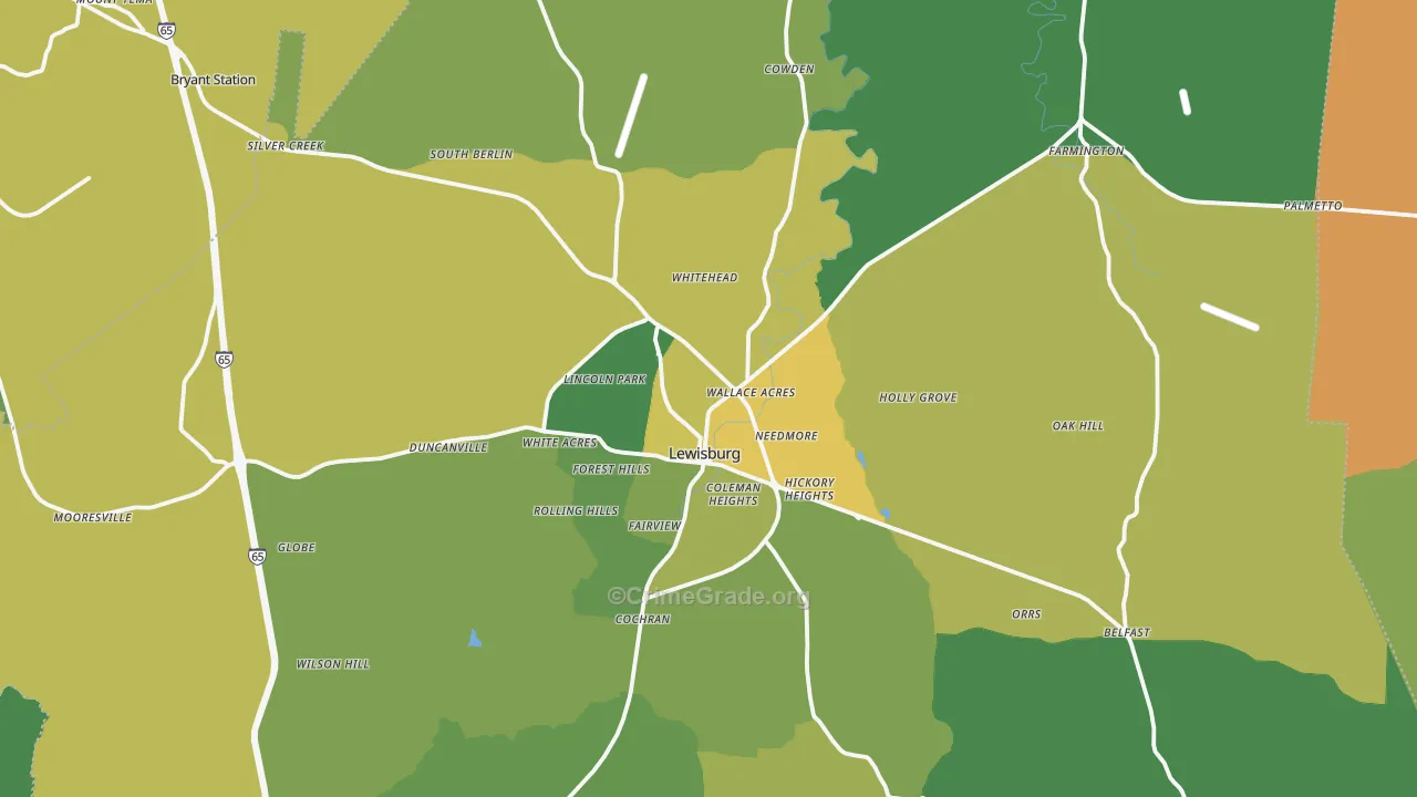 Lewisburg, TN Map of Vehicle Theft Rates