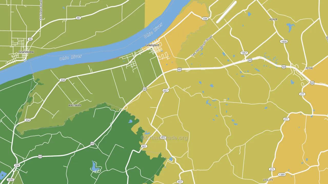 Lewisport, KY Map of Vehicle Theft Rates