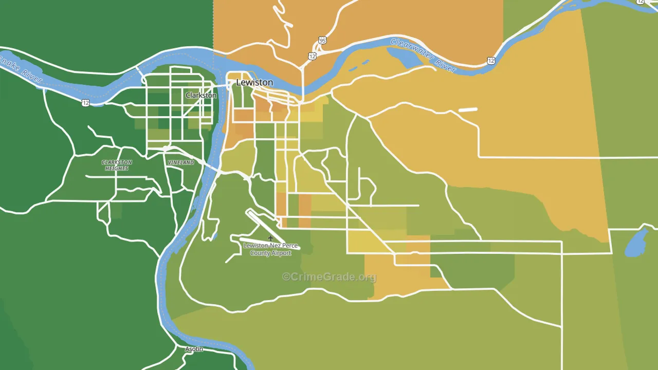 Lewiston, ID Map of Vehicle Theft Rates