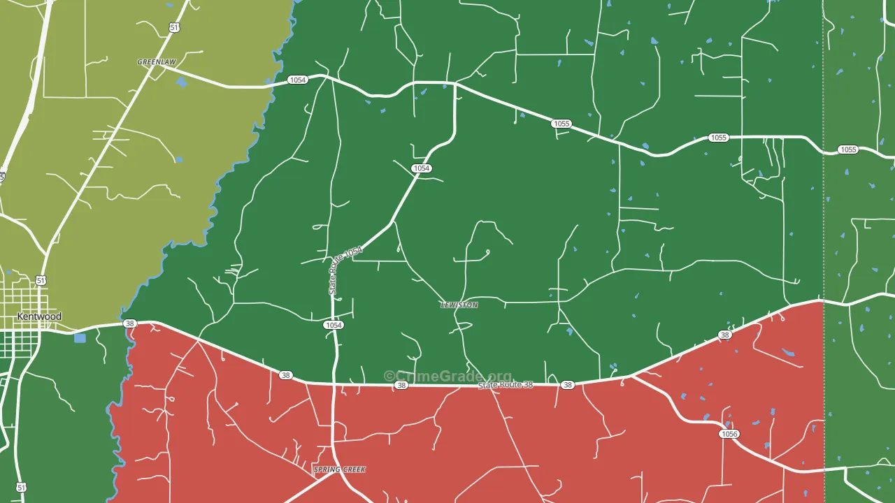 Lewiston, LA Map of Vehicle Theft Rates