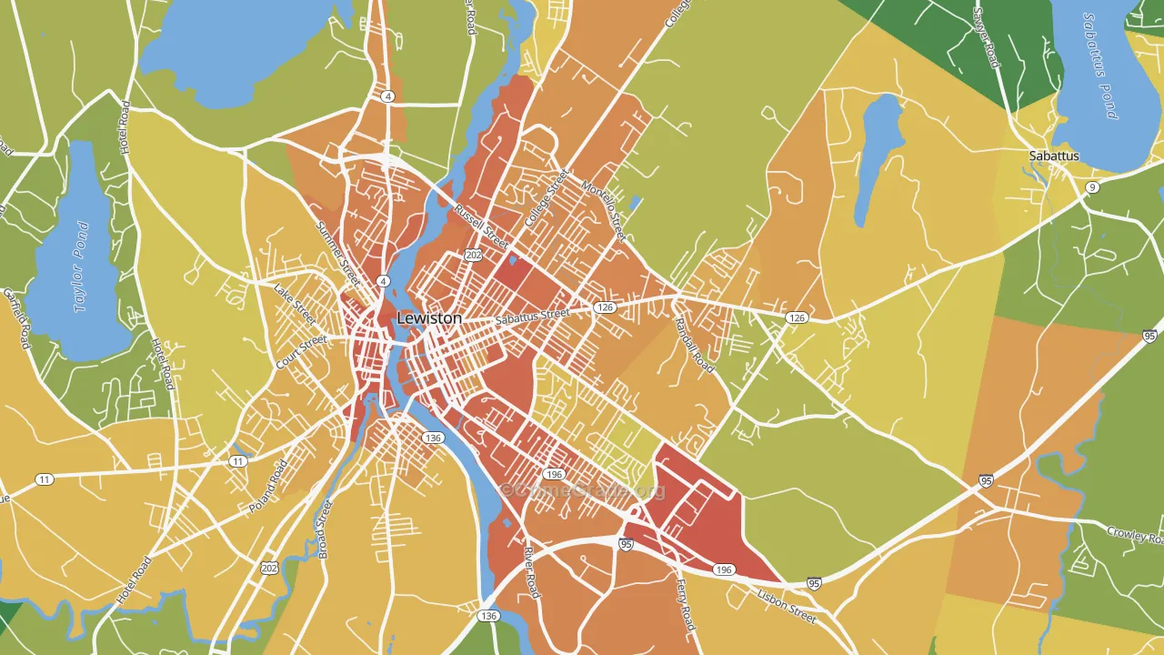 Lewiston, ME Map of Vehicle Theft Rates