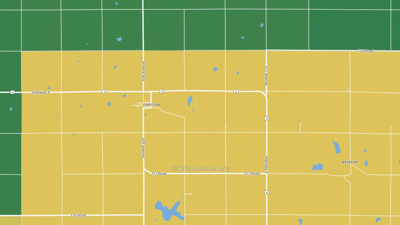 Lewiston, NE Map of Vehicle Theft Rates
