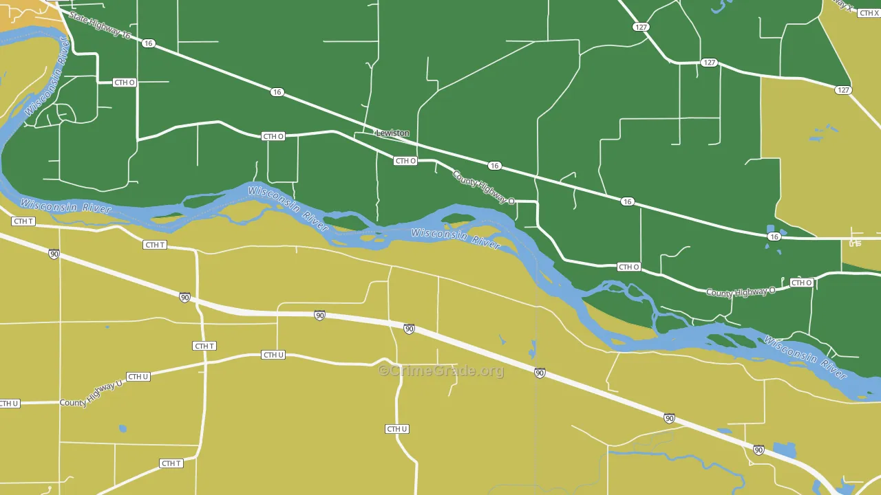 Lewiston, WI Map of Vehicle Theft Rates