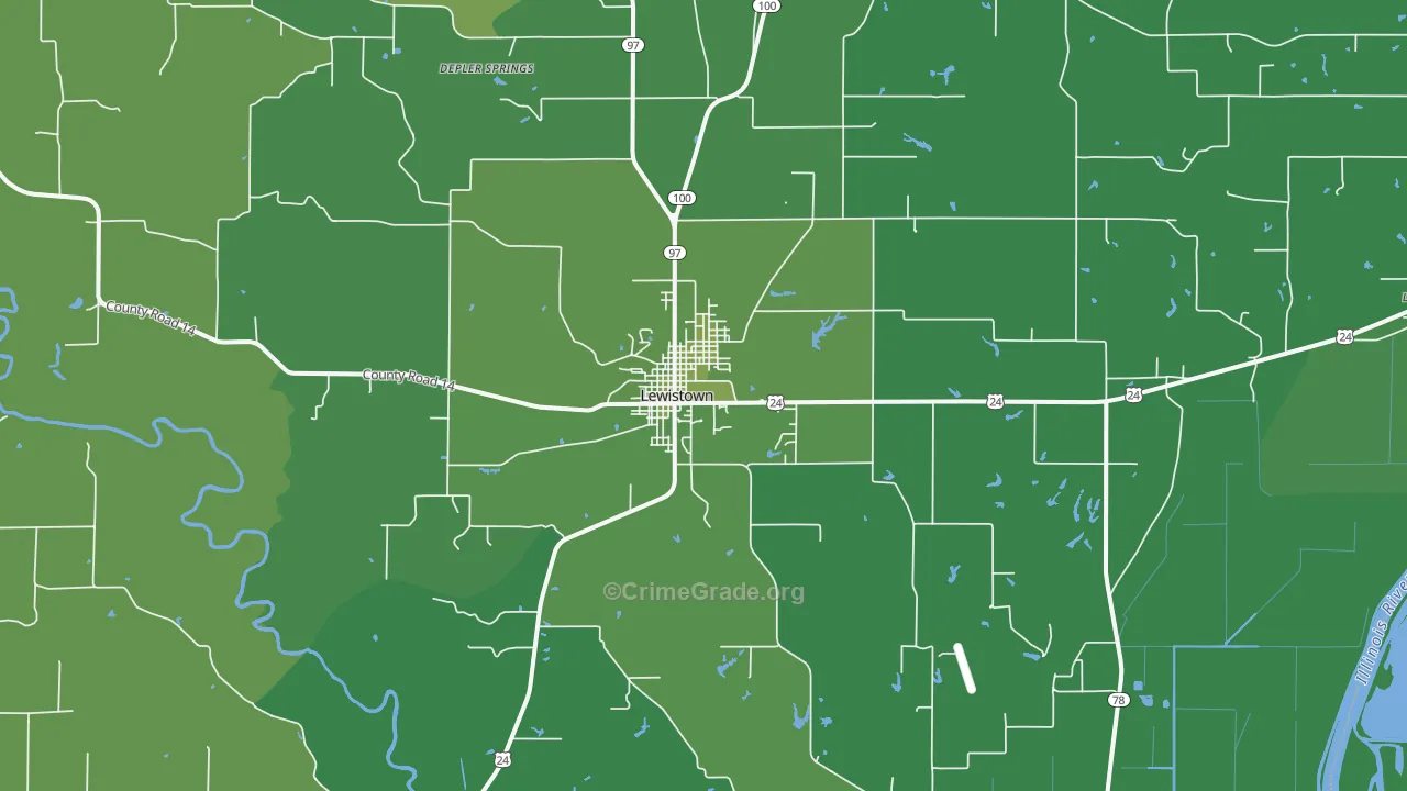 Lewistown, IL Map of Vehicle Theft Rates