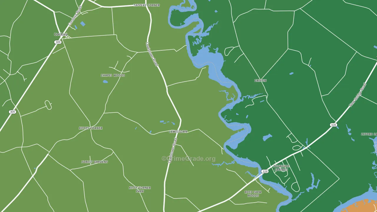 Lewistown, MD Map of Vehicle Theft Rates